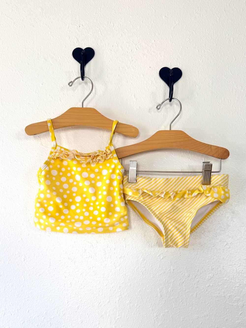 Carter’s Girls 2T Yellow Polka Dot & Stripe Tankini Swimsuit Set